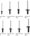 200 Piece Black Aluminum Blind Rivet Kit With Storage Case, Your Go To Auto And Furniture Repair Rivet Set, 8mm To 18mm Size Range, Durable Aluminum Alloy Construction, Handy Quick Fix For Projects, assorted black rivets