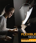 VAVOFO clip-on rechargeable reading light, black with flexible neck on sheet music stand