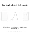 Clear Acrylic L Shaped Bookends For Desk And Shelf Organization No Fuss Invisible Support Brackets with dimensions shown