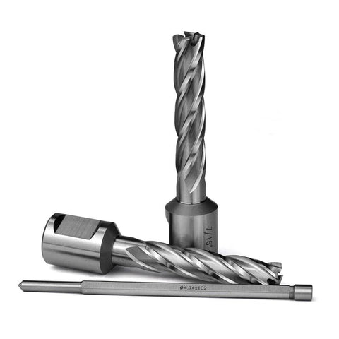 Oscarbide 7/16 in annular cutter set, 2 pieces, 2 in depth, 3/4 in Weldon shank with pilot pin for magnetic drill press