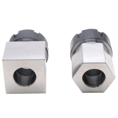 Two Piece ER-32 Collet Block Set With Square And Hex Workholding Blocks For Milling, Drilling And Precision Machining displayed.