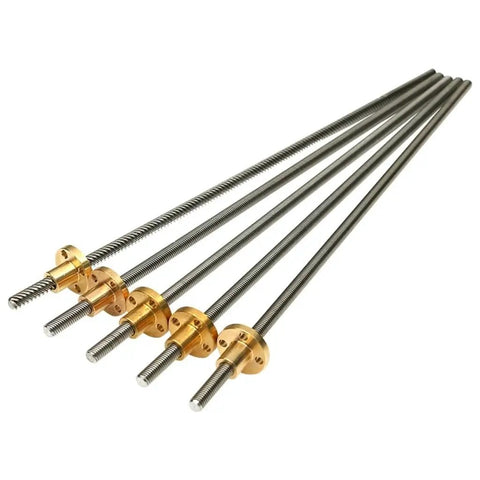 T6 Stainless Steel Trapezoidal Lead Screw, 6mm Diameter, 1mm Pitch, 2mm Lead, Copper Nut, 100mm To 1000mm Length, Heavy Duty For 3D Printers, Stepper Motors, And CNC Machines Today, with copper nuts