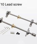 DIY Ready 3D Printer Lead Screw Kit With T10 Rods 100 200 250 300 400 500 600mm Plus Brass Copper Nut Bearing Bracket And Flexible Coupling