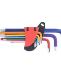 9 Piece Chrome Steel Hex Socket Wrench Set Color Coded CRV Heavy Duty Wrenches showing color marked handles for easy identification.