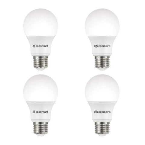 Four Pack Dimmable LED A19 Bulbs Replacing 40W With 5.6W Soft White 2700K Long Lasting 15,000 Hours Energy Star Rated E26 Base Easy Install Home Lighting Upgrade To Level Up Your Lighting Game And Save Big displayed in a grid format