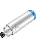 Built Tough 7.5 Kilowatt Water Cooled Spindle Motor equipped with ER32 collet jaw and quad bearing assembly, aluminum casing, for CNC applications.