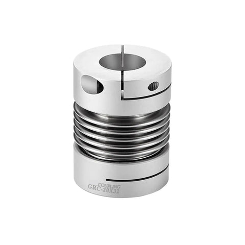 4 Pack Bellows Shaft Coupler 5mm Bore Aluminum Flex Connector D25 L37 Series For Servo Motors with smooth metal surface.
