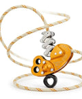 Zigzag Plus Descender For Arborists With Smooth Rope Feed And Auto Locking Friction Chain, displayed with climbing rope