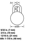 Diagram of Dial Combination Locker Padlock With Purple Dial, 1.875 Inch Wide And 0.75 Inch Shackle, Keyless Convenience For School Lockers