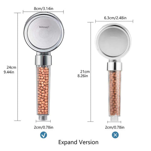 Dimensions of High Pressure Handheld Shower Head With Three Modes Rainfall Massage Jetting For Hair And Skin Water Saving