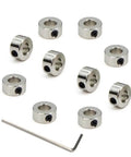 5mm Bore Lead Screw Collar Set For T5 Leadscrews, 10 Pack, Carbon Steel Nickel-Plated, Heavy-Duty Linear Motion Accessories For 3D Printers And CNC Machines, Durable, Corrosion-Resistant, Easy Install. Nickel-plated set with Allen key