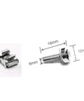 Badass 60 Pack M6 X 16mm Screws Square Cage Nuts Washers For Server Rack Cabinet Mounting Built Damn Tough Nickel Plated Steel Easy Install Heavy Duty Rack Gear, close-up of square cage nut and screw.