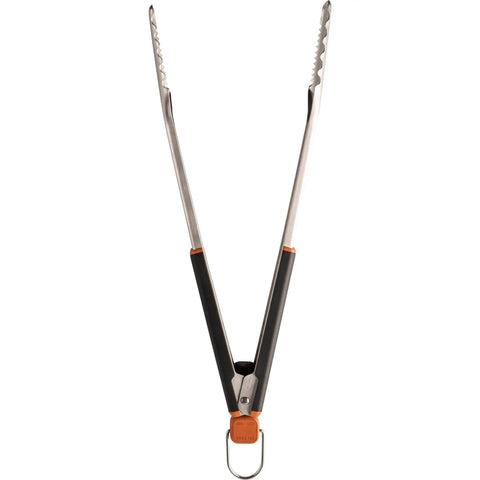 16.5 Inch Stainless Steel BBQ Tongs With Locking Mechanism Dishwasher Safe Serrated Edges For A Solid Grip Hanging Loop Long Handle Grill Tool For Easy Flips And Safe Gripping At The Grill