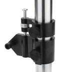 Close-up of clamp mechanism on Granite Base Comparator Gage Stand with 8 Inch Stand Height, showing adjustable components.