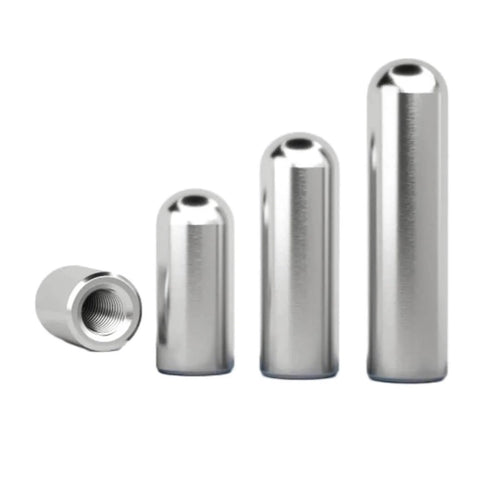 Heavy Duty Stainless Steel Dowel Pins With Inner Thread For Woodworking And Metalworking Round Head Cylindrical Positioning Fasteners In Sizes M3 To M6 Includes M5x30 5Pcs For Precise Alignment And Durable Performance, side view showing round heads and threading.