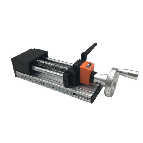 Heavy Duty Linear Guide Motion Stage With Hand Wheel And Sliding Table 100 To 300mm Stroke 50 By 80mm Mobile Panel 1605 Horizontal 200mm Stroke Position Counter Precise Linear Rail Platform For CNC And Lab Use, aluminum