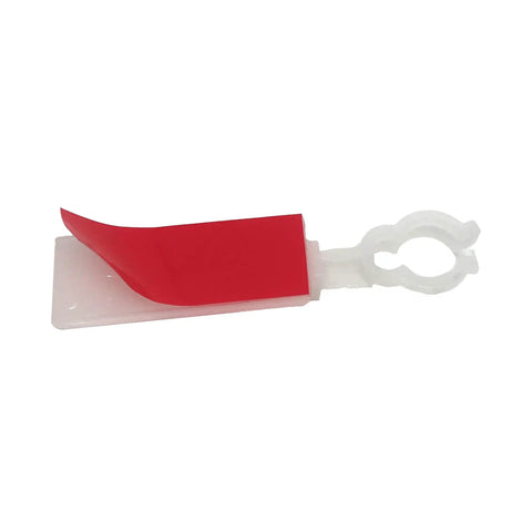 25 Count Anywhere Outdoor Sticky Adhesive Light Clip with red adhesive backing and white hook for wood, brick, concrete, and stucco surfaces.