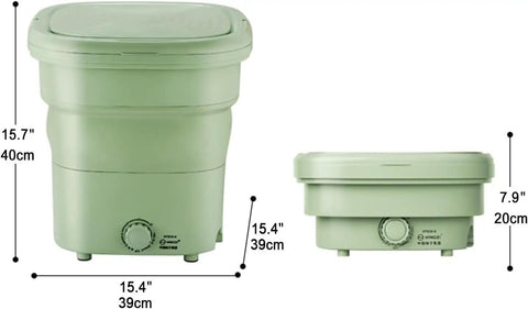 No Sweat Compact Portable Washer For Baby Clothes And Delicates, green, 15.7 x 15.4 x 7.9 inches, foldable design for storage.