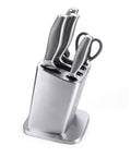Six Slot Stainless Steel Knife Holder Rack With Anti Skid Pad And Tilt Style Design Sturdy Knife Storage Organizer 