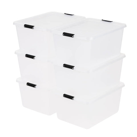 Six Pack Translucent Storage Bins With Heavy Duty Latching Lids That Stack Up Tight For Closets Offices And Craft Rooms Keep Your Stuff Legit Organized