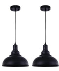 Dope Industrial Black Pendant Lights Two Pack Farmhouse Hanging Lamps With Metal Shade Black Interior Ceiling Fixtures