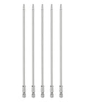 Heavy Duty Five Pack Of Premium S2 Steel T15 Security Torx Bits Featuring Magnetic Tips And Quarter Inch Hex Shanks all five bits aligned