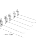 Heavy Duty Slat Wall Hooks Slot Plate Hook Slotted Plate Single Wire Hooks 15cm Iron Silver Electroplated 30 Degree Upturned