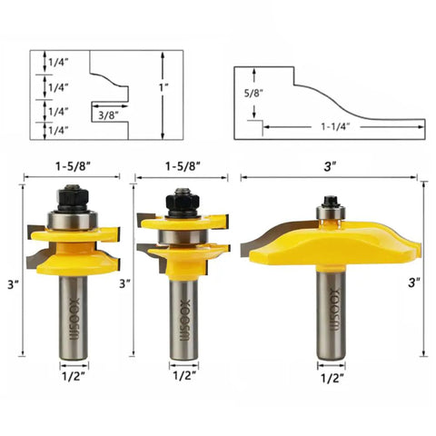 1/2 Inch Shank Router Bit Set For Cabinet Doors And Woodworking Round Over And Ogee Rail Stile Bits With Raised Panel Cutter