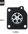 Metering diaphragm replacement for Zama/Walbro carburetors; square black gasket with circular metal diaphragm plate.