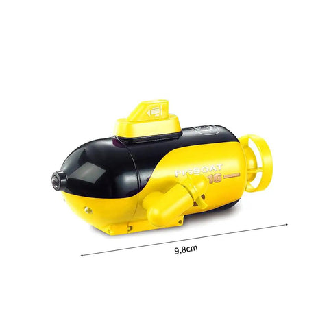 Mini RC Submarine Toy With 4 Channel Remote Control For Forward Dive Backward Surfacing Left Turn Right Turn Yellow Durable Plastic Water Activated Submarine For Poolside Play And Tub Fun, 9.8 cm length