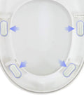 Toilet Seat Bumper For Bidet Attachment With Strong Adhesive White 4 Pack ABS Plastic Body And TPE Bottom Cushions installed
