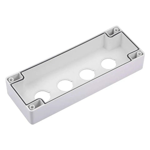 Push Button Station Box With Four 22mm Button Apertures, Waterproof Sealed Plastic Electrical Enclosure, Surface Mount Control Panel Box For Industrial Machinery, Heavy Duty Anti Corrosion Workhorse Pushbutton Box, white plastic