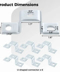 Image showing dimensions of Five Hole Curved Strut Connector Brackets Pack Of Six Steel Support Rod Fittings with Electrogalvanized Finish.
