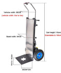 Super Heavy Duty 1200w Electric Hand Truck Stair Climber With Massive 400kg Load Capacity And Smoother Brushless Motor dimensions and features diagram.