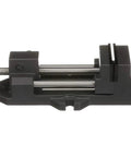 Tough As Nails Quick Slide Drill Press Vise Built From High Grade Iron with precision ground jaws from side angle.