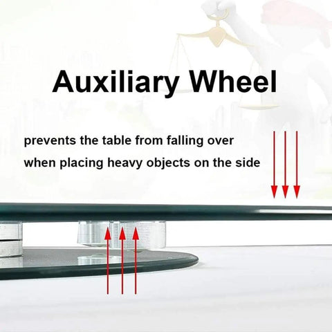 360 Degree Tempered Glass Lazy Susan Turntable With Silent Rotation auxiliary wheel detail view
