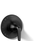 Matte Black Tub And Shower Faucet With Rite Temp Technology, durable brass, smooth dual handle control, showerhead, spout