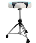 Heavy Duty Adjustable Drum Throne Features Double Braced Support And Hella Comfortable Pu Leather Cushion Built Like A Tank For Musicians Demanding Pro Level Stability During Long Jam Sessions Or Local Gigs In Classic Red. Drum throne with chrome tripod and PU leather cushion.