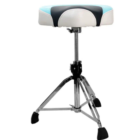 Heavy Duty Adjustable Drum Throne Features Double Braced Support And Hella Comfortable Pu Leather Cushion Built Like A Tank For Musicians Demanding Pro Level Stability During Long Jam Sessions Or Local Gigs In Classic Red. Drum throne with chrome tripod and PU leather cushion.