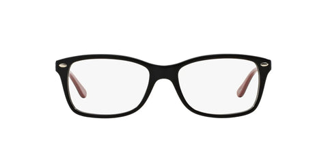 Unisex Square Prescription Eyewear Frames With Textured Black And Red Accent, Rx Ready Lenses, 53mm, Case Included