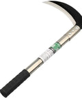 Grass Sickle For Weeding And Clearing, Rugged Handheld Tool with Manganese Steel Blade and Stainless Steel Handle, angled view