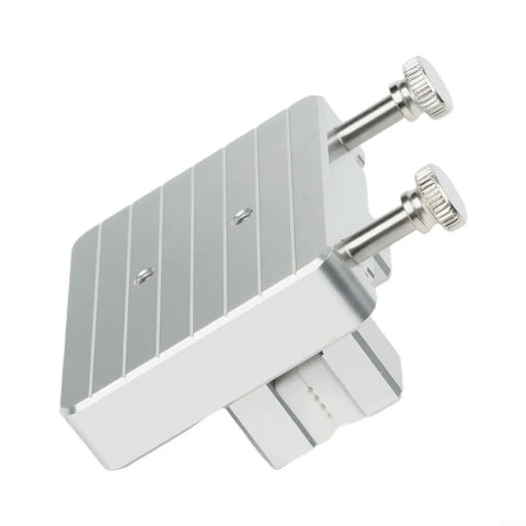 Heavy Duty Adjustable Welding Wire Fixture Clamp With 11mm Jaw Opens Wide To Grip All Your Gauges Securely And Stop That Slick Slippage While You Work, silver aluminum construction with adjustable knobs.
