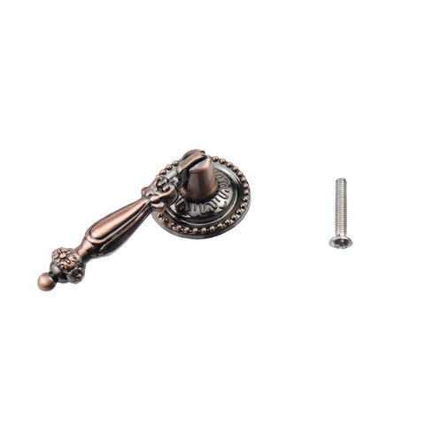 4Pcs Vintage Tear Drop Cabinet Pulls With Screws, Red Bronze Zinc Alloy Handles For Dresser, Closet And Furniture, 2.6 Inch (65mm) Drop Knob Set, Rustic Antique Decoration, Durable Rustproof Hardware