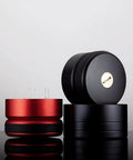 Top Shelf 58mm Stainless Steel Coffee Powder Leveler And Needle Distributor Tool For Perfect Espresso Grounds Even Distribution Barista Essential Kitchen Gear shown in black and red.