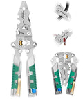 8 In 1 Wire Stripper With Voltage Tester Foldable Multifunction Pliers showing cutting, stripping, and crimping features