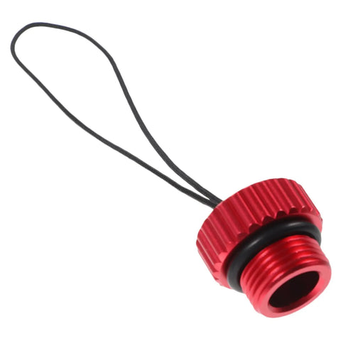 Red Scuba Tank Valve Cap Protector Keeps Dust and Debris Out Red Color Pro Grade Plug with black strap