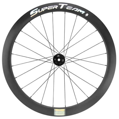 Carbon Disc Brake Wheelset 700c 50mm Tubeless Ready Road Biking with Toray T700, paint-free finish, Shimano 8-11 compatible.