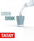 650ml Leakproof Grey Water Bottle With Direct Sip Lid pouring water into a cup, urban drink style