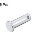 Single Hole Clevis Pin Set 10mm By 25mm Flat Head Zinc Plated Steel Link Hinge Pins Workhorse T Shape Solid Steel 6 Pack Ideal For Machinery Trailers Automotive And Industrial Equipment Heavy Duty Zinc Coated Construction, 6 pcs shown