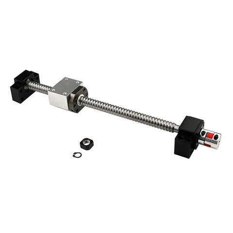 Anti Backlash Ball Screw Kit SFU RM1605 800mm with metal deflector ball nut housing, BK BF12 end supports, and coupler for CNC routers.